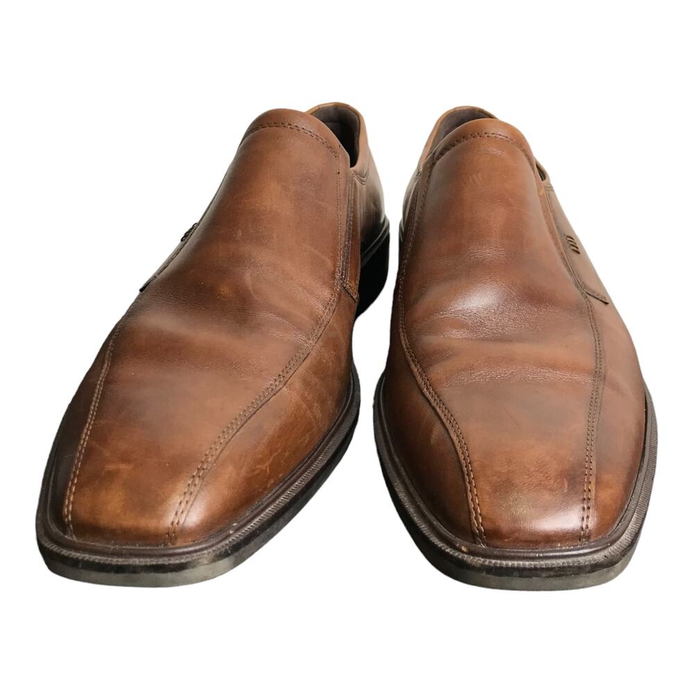 ECCO Dress Shoes Mens Size 13 Brown Leather Slip-On Loafers Simple Classic